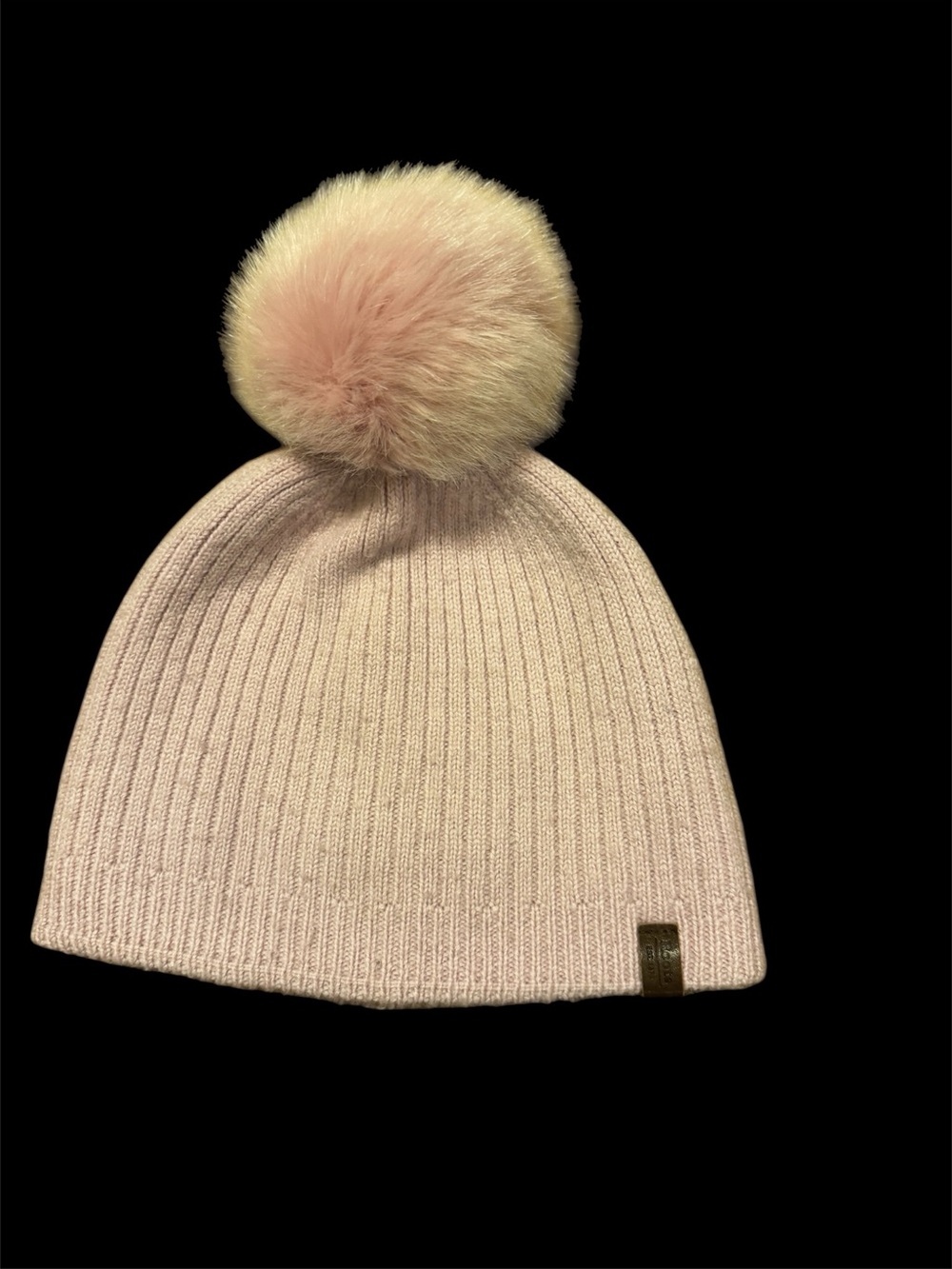 Roots women's Pink Pom-Pom Knit Beanie - Soft wool Winter Hat
